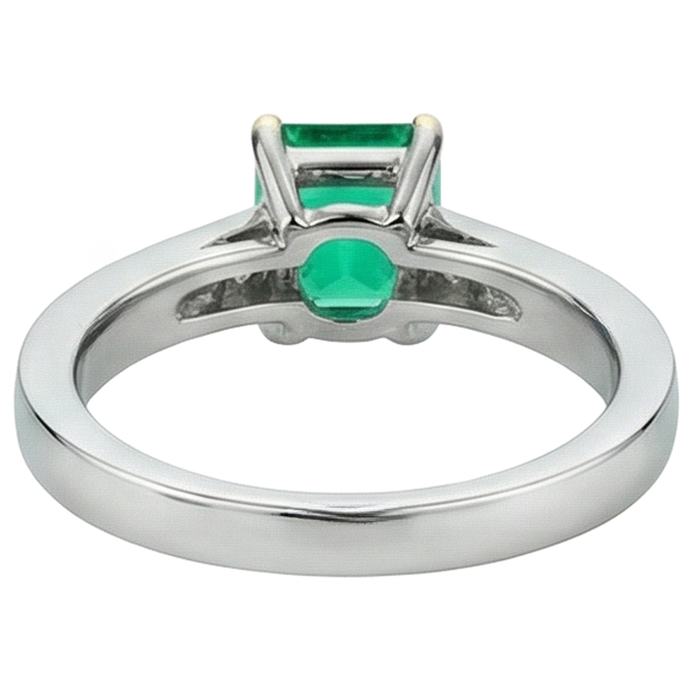 Emerald Cut Emerald ring in Two-Tone 14K Gold – back view