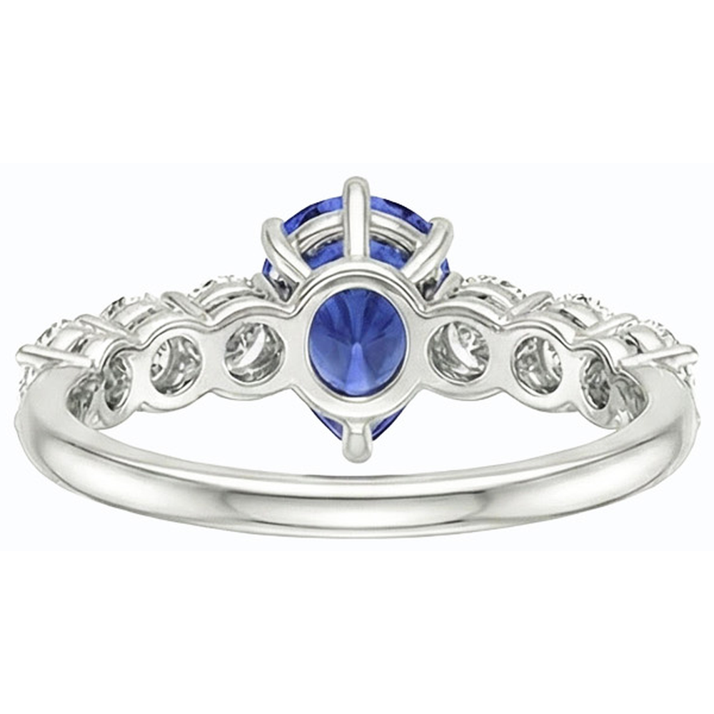 Women's Gemstone Ring Pear Shaped Blue Sapphire With Accents 4 Carats