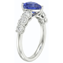 Women's Gemstone Ring Pear Shaped Blue Sapphire With Accents 4 Carats