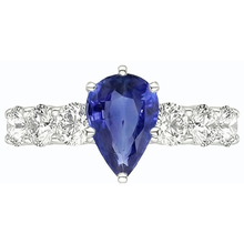 Women's Gemstone Ring Pear Shaped Blue Sapphire With Accents 4 Carats
