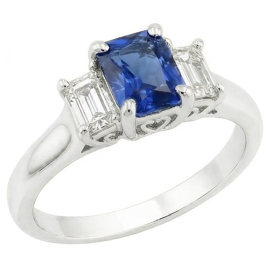 natural radiant sapphire 1.25ct ring front view