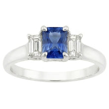natural radiant sapphire 1.25ct ring top view