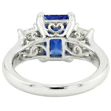 natural radiant sapphire 1.25ct ring profile view