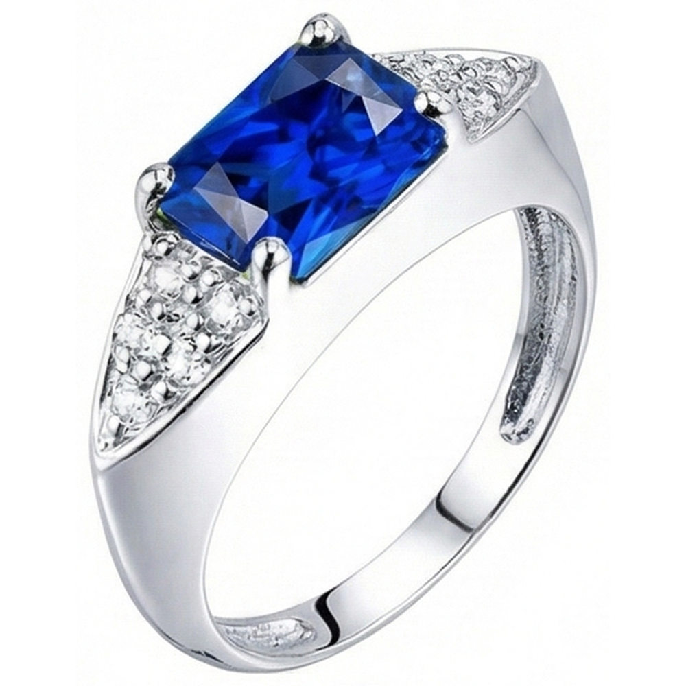 Women's Gold Natural Earth Mined Diamond Anniversary Blue Sapphire Fancy Ring 3.50 Carats