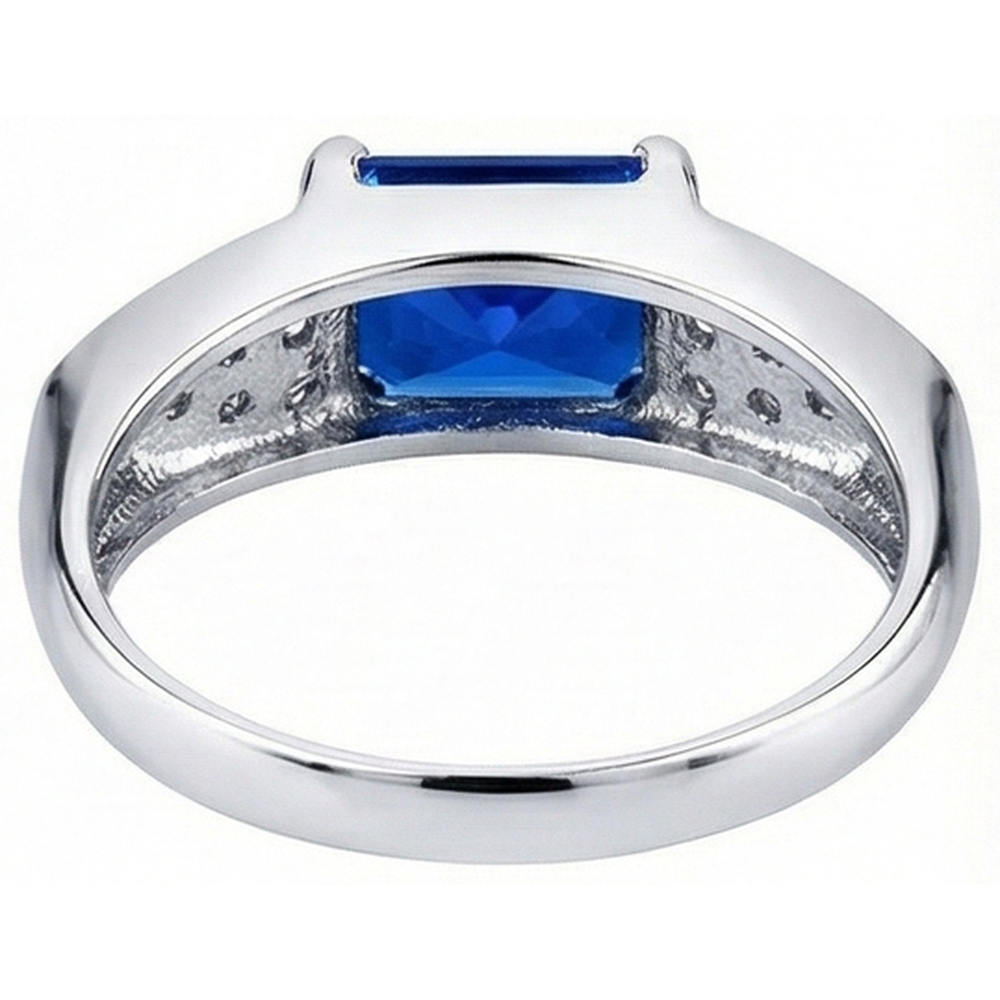 Women's Gold Natural Earth Mined Diamond Anniversary Blue Sapphire Fancy Ring 3.50 Carats