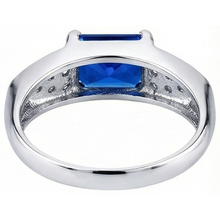 Women's Gold Natural Earth Mined Diamond Anniversary Blue Sapphire Fancy Ring 3.50 Carats