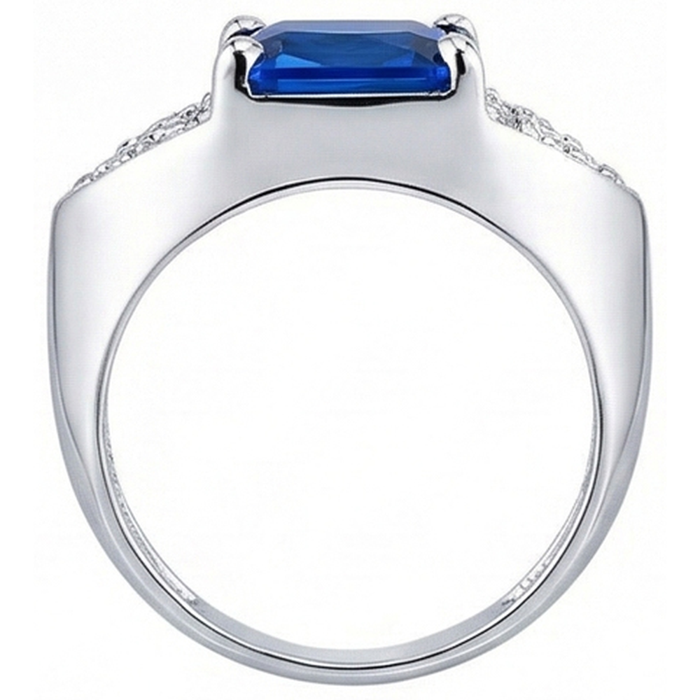 Women's Gold Natural Earth Mined Diamond Anniversary Blue Sapphire Fancy Ring 3.50 Carats
