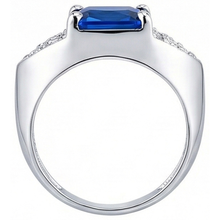 Women's Gold Natural Earth Mined Diamond Anniversary Blue Sapphire Fancy Ring 3.50 Carats