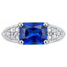 Women's Gold Natural Earth Mined Diamond Anniversary Blue Sapphire Fancy Ring 3.50 Carats