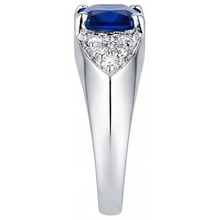 Women's Gold Natural Earth Mined Diamond Anniversary Blue Sapphire Fancy Ring 3.50 Carats