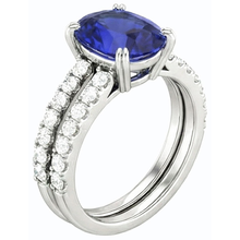 Women's Gold Natural Earth Mined Diamond & Oval Blue Sapphire Wedding Ring Set 4.50 Carats