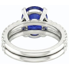 Women's Gold Natural Earth Mined Diamond & Oval Blue Sapphire Wedding Ring Set 4.50 Carats