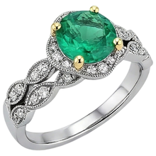 Genuine Fine Emerald Gemstone Ring 2.50 ct Two-Tone 14K Gold – side view