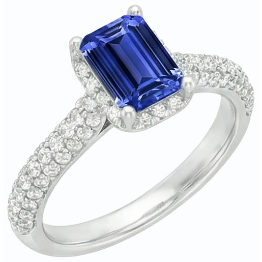 natural emerald sapphire 3.50ct ring side angle
