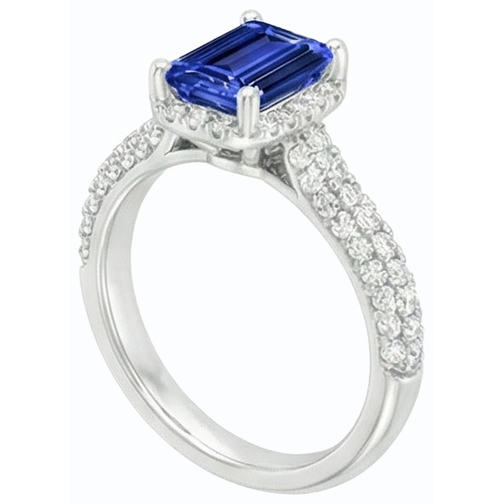 natural emerald sapphire 3.50ct ring top view