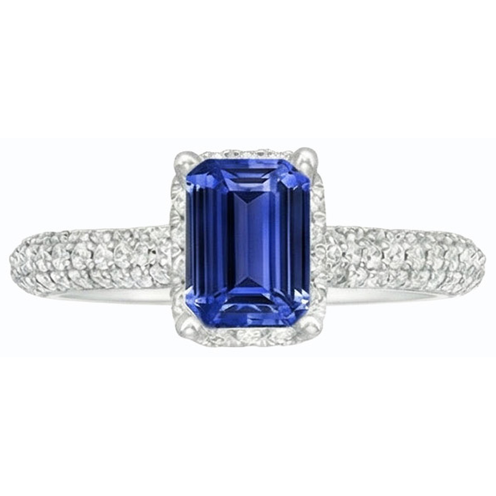 natural emerald sapphire 3.50ct ring on white background