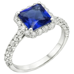 Natural Sapphire Ring 6.50ct - White Gold 14K