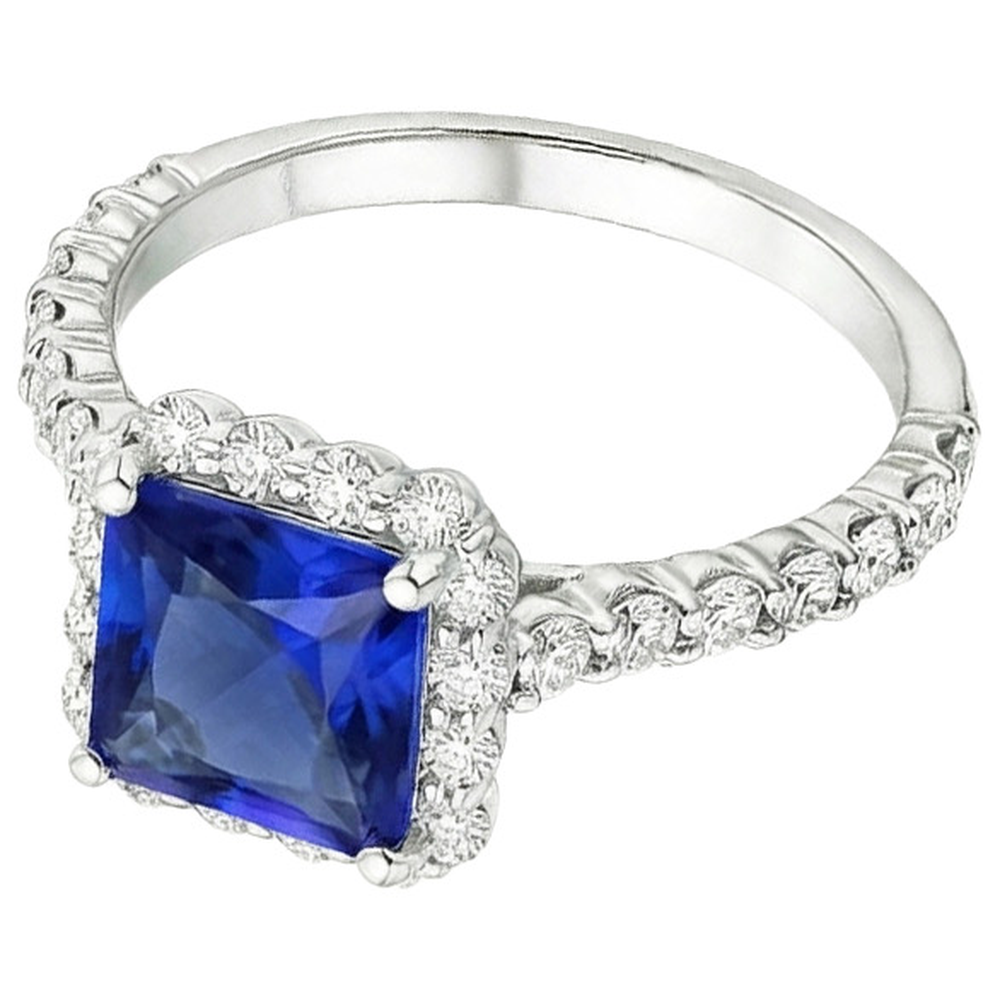 natural round sapphire 6.50ct ring close up detail