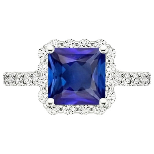 natural round sapphire 6.50ct ring profile view