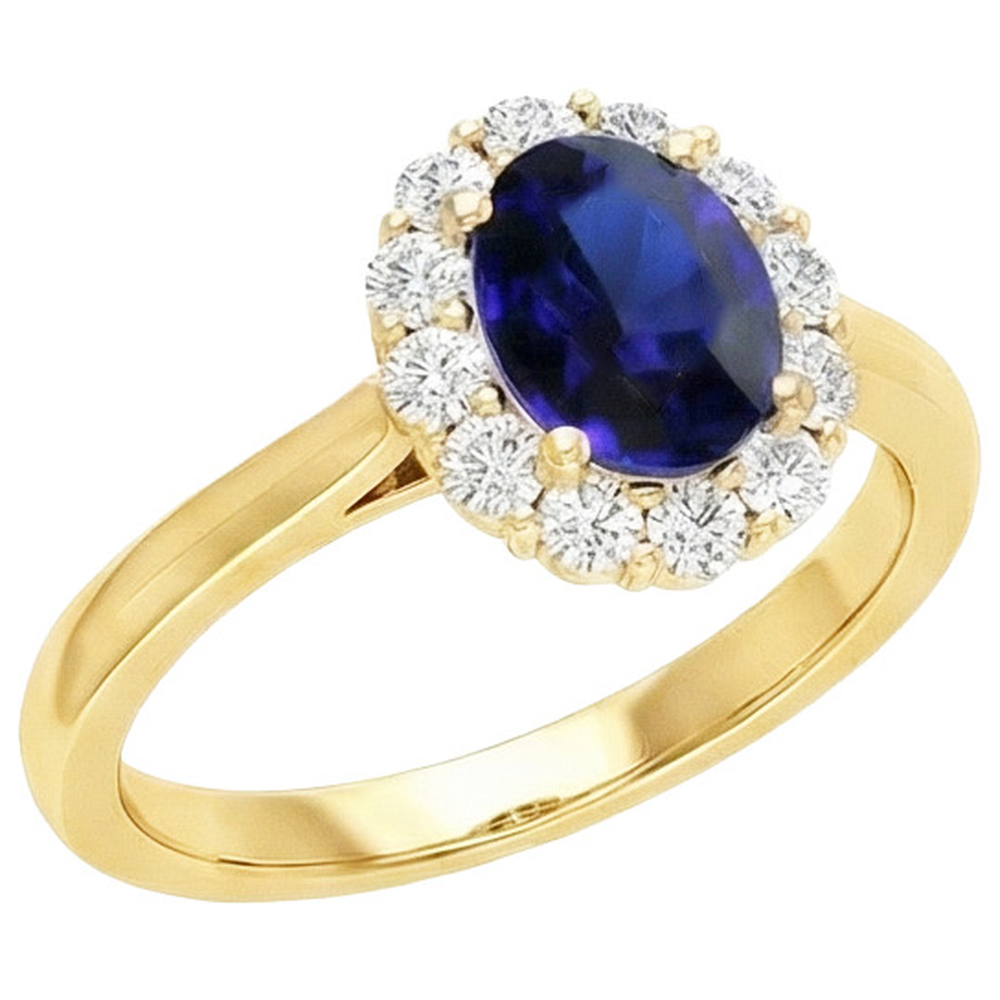 natural round sapphire 7.50ct ring front view