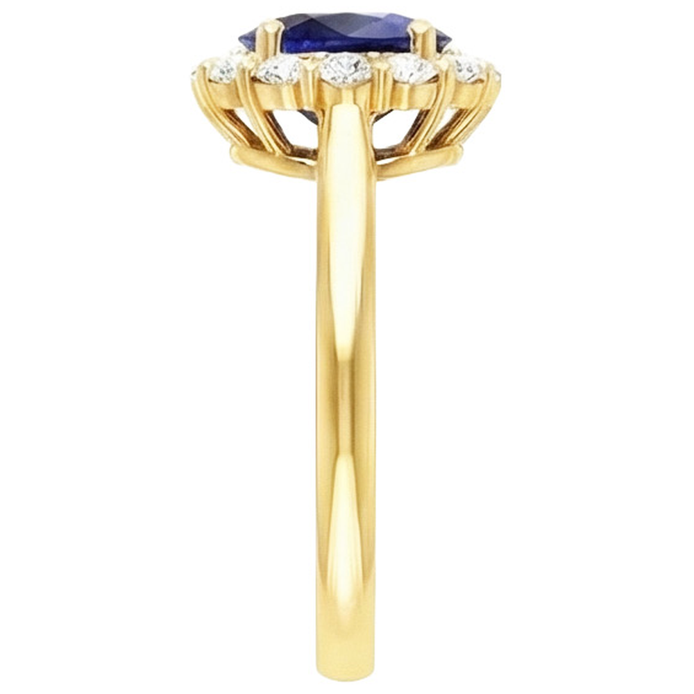 natural round sapphire 7.50ct ring profile view