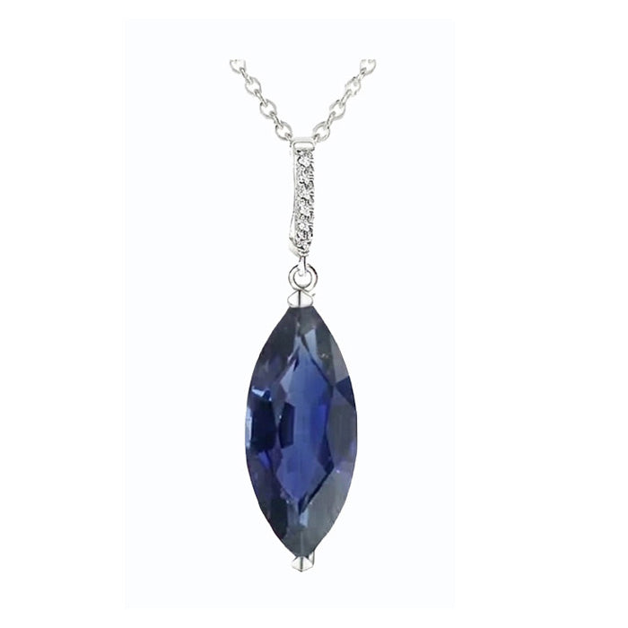 Gemstone Pendant 14 Karat White Gold with Cornflower Blue Sapphire – side view