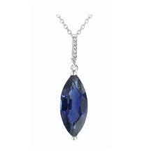 Gemstone Pendant 14 Karat White Gold with Cornflower Blue Sapphire – side view