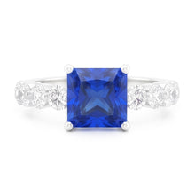 Women's Natural Earth Mined Diamond Anniversary Ring Radiant Deep Blue Sapphire 2 Carats