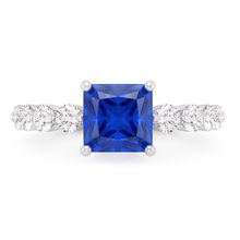 Women's Natural Earth Mined Diamond Anniversary Ring Radiant Deep Blue Sapphire 2 Carats