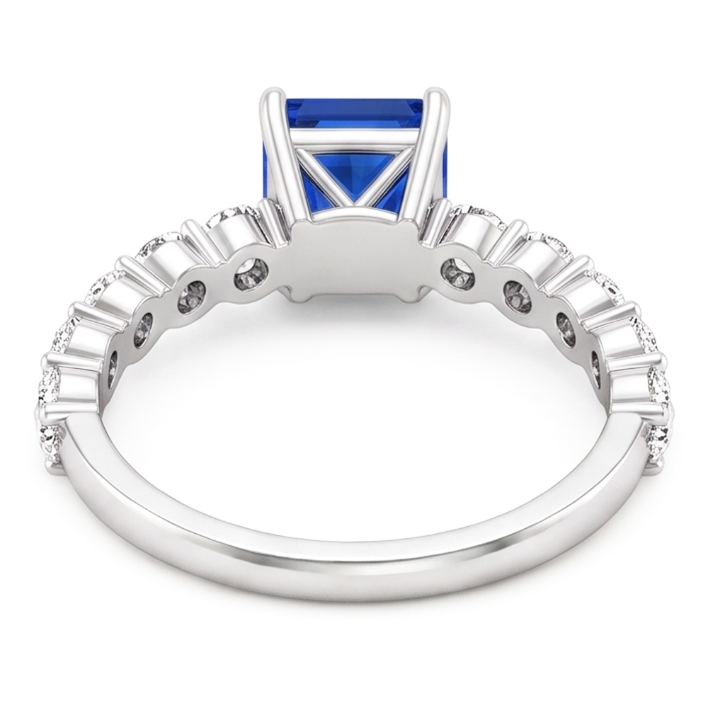 Women's Natural Earth Mined Diamond Anniversary Ring Radiant Deep Blue Sapphire 2 Carats