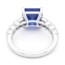 Women's Natural Earth Mined Diamond Anniversary Ring Radiant Deep Blue Sapphire 2 Carats