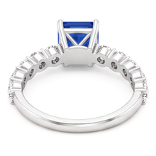 Women's Natural Earth Mined Diamond Anniversary Ring Radiant Deep Blue Sapphire 2 Carats