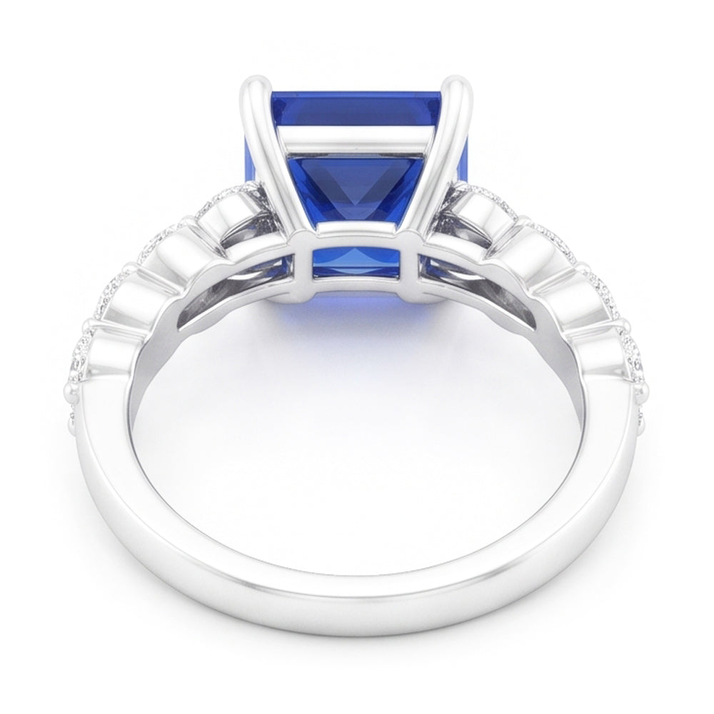 Women's Natural Earth Mined Diamond Anniversary Ring Radiant Deep Blue Sapphire 2 Carats