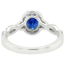 Women's Natural Earth Mined Diamond Halo Ring White Gold 4.50 Carats Blue Sapphire Jewellery