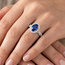 Women's Natural Earth Mined Diamond Halo Ring White Gold 4.50 Carats Blue Sapphire Jewellery