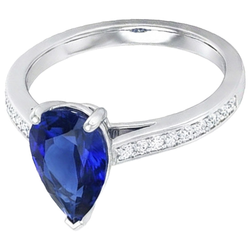 Women's Natural Earth Mined Diamond Jewellery Blue Sapphire Ring White Gold 14K 4.50 Carats