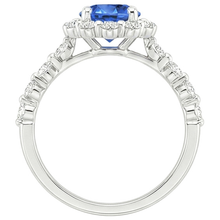 natural round sapphire 3ct ring on white background