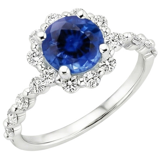 natural round sapphire 3ct ring side angle