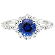 natural round sapphire 3ct ring top view