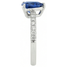 Women's Natural Earth Mined Diamond Ring 2 Carats Blue Sapphire Trillion Cut White Gold