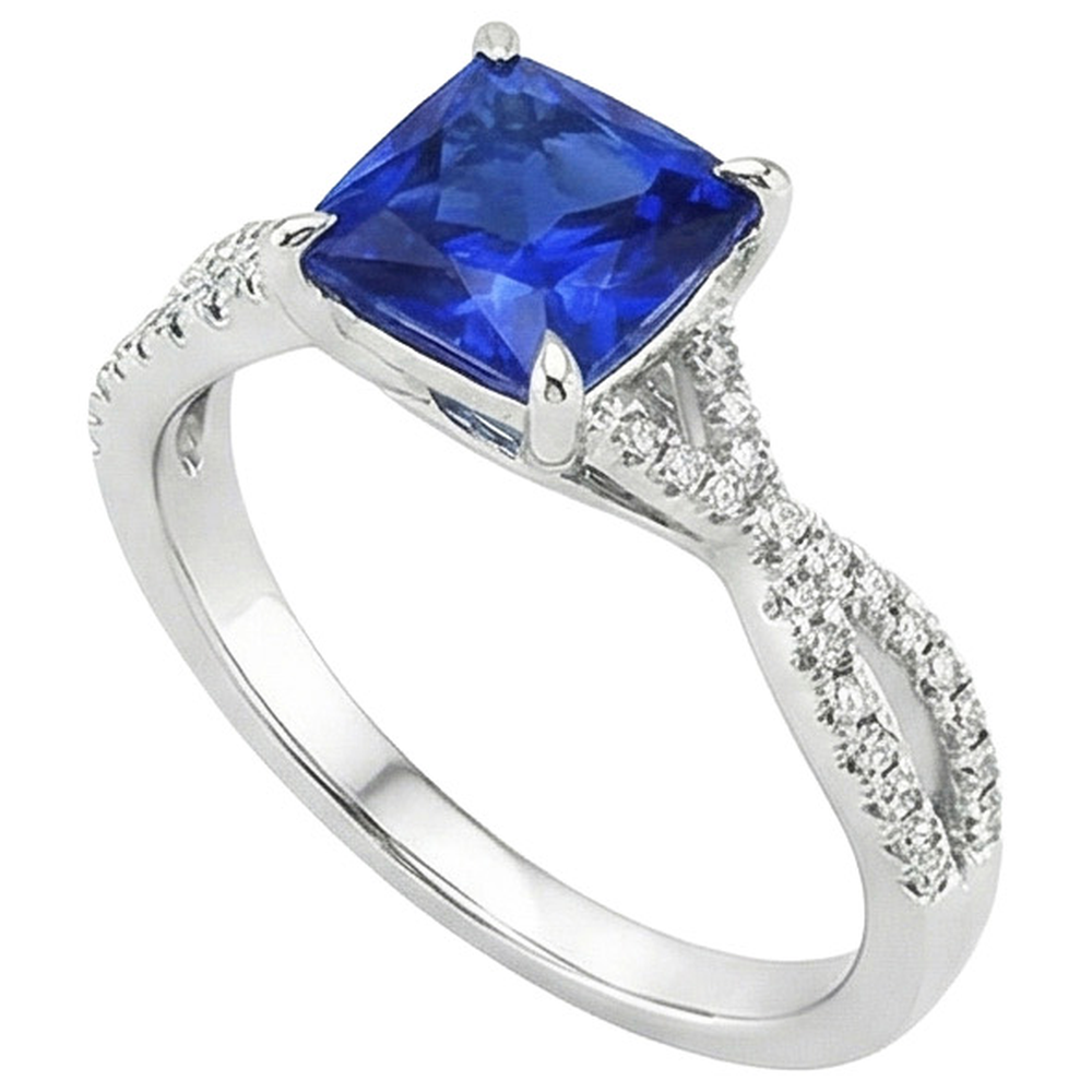 natural round sapphire 3.25ct ring top view