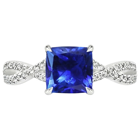 natural round sapphire 3.25ct ring close up detail