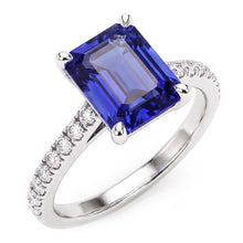 Women's Natural Earth Mined Diamond Ring Emerald Sapphire White Gold 3 Carats Pave Set 14K