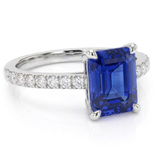 Women's Natural Earth Mined Diamond Ring Emerald Sapphire White Gold 3 Carats Pave Set 14K
