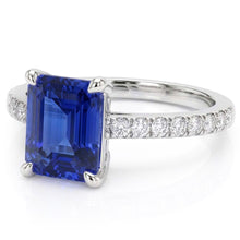 Women's Natural Earth Mined Diamond Ring Emerald Sapphire White Gold 3 Carats Pave Set 14K