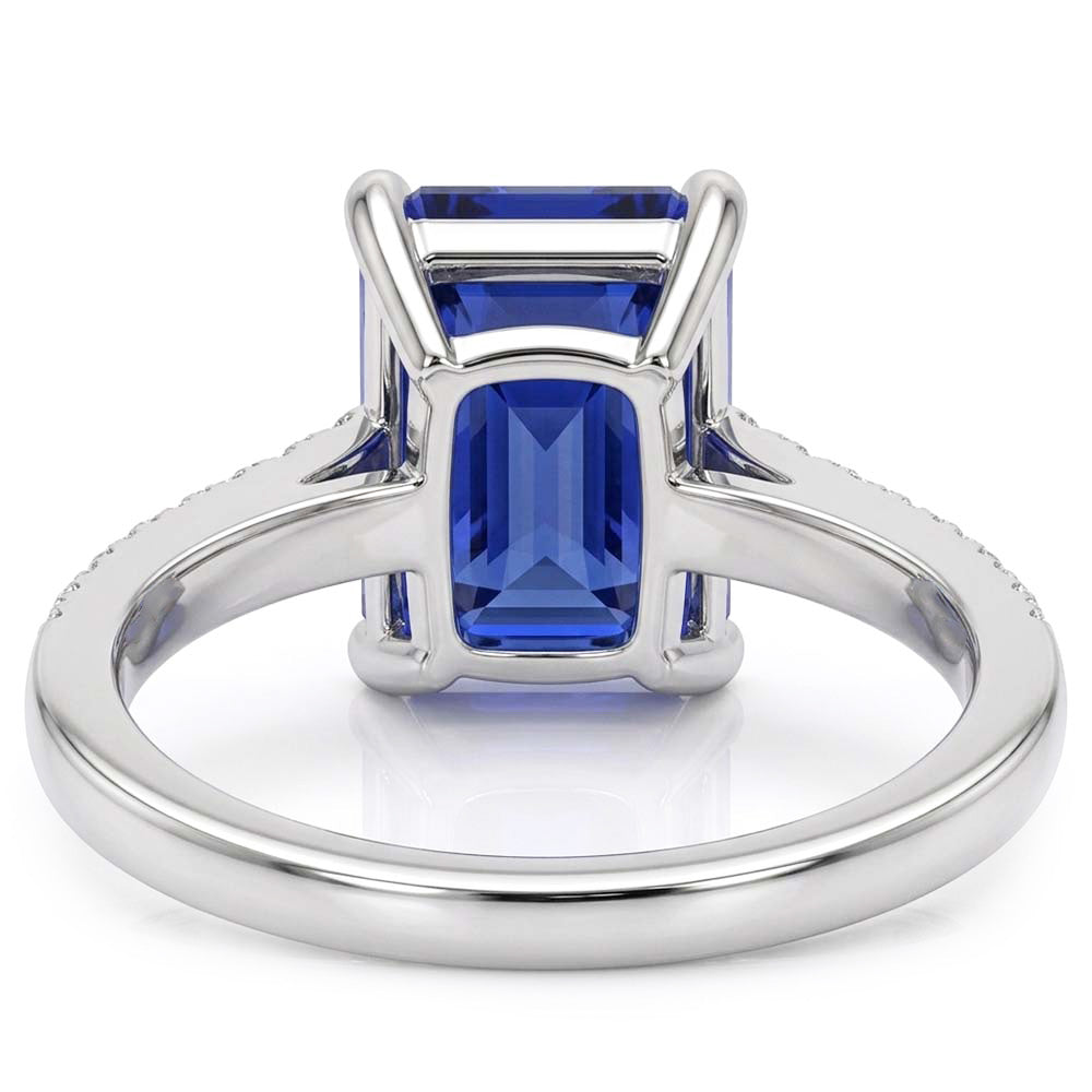 Women's Natural Earth Mined Diamond Ring Emerald Sapphire White Gold 3 Carats Pave Set 14K