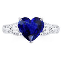 Women's Natural Earth Mined Diamond Ring Heart Shaped Sapphire 4.50 Carats Vintage Style