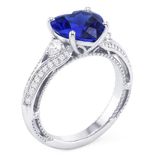 Women's Natural Earth Mined Diamond Ring Heart Shaped Sapphire 4.50 Carats Vintage Style