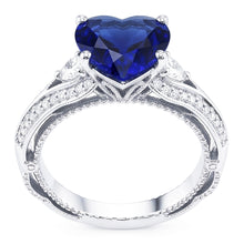 Women's Natural Earth Mined Diamond Ring Heart Shaped Sapphire 4.50 Carats Vintage Style