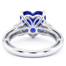 Women's Natural Earth Mined Diamond Ring Heart Shaped Sapphire 4.50 Carats Vintage Style
